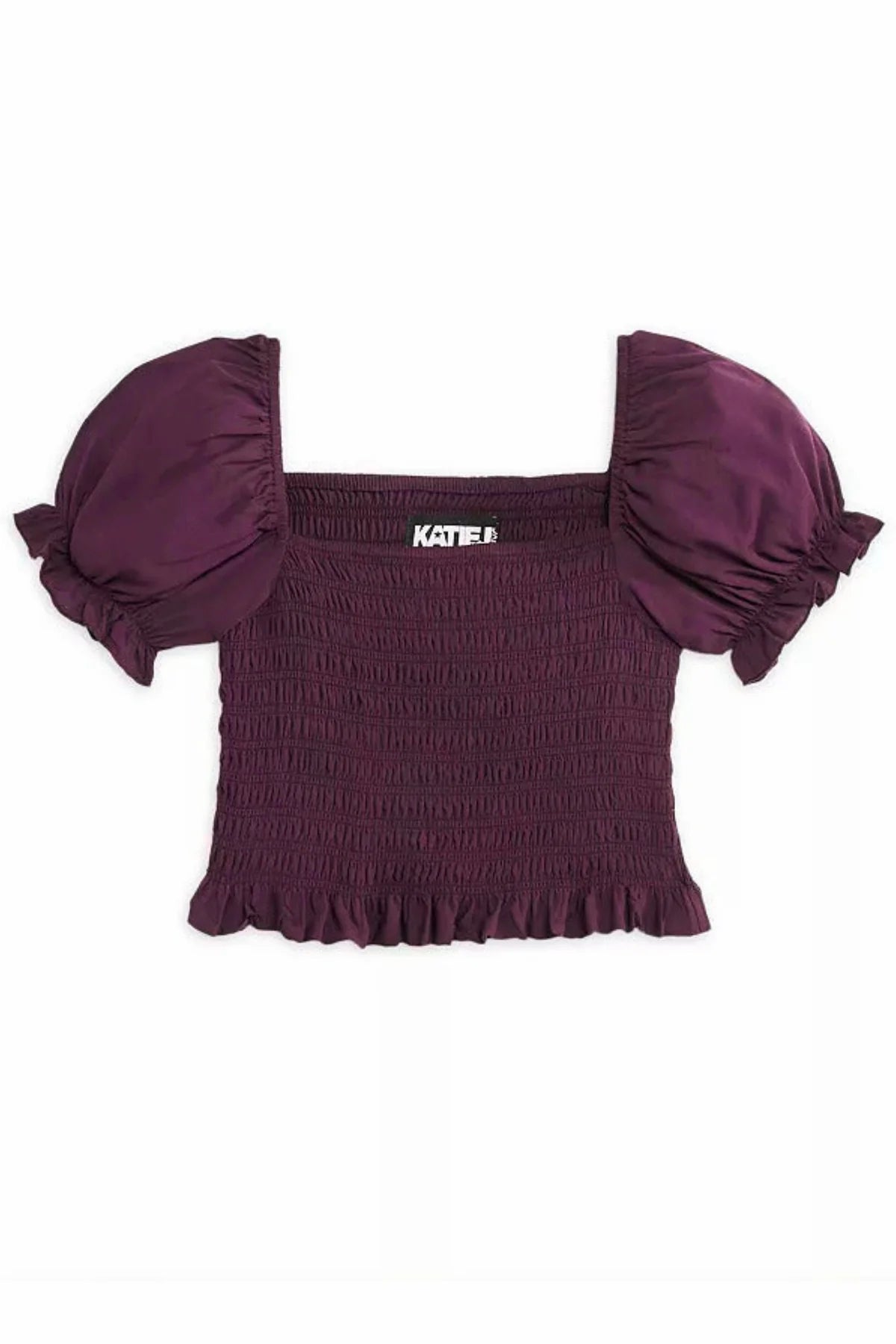 Marlee Eggplant Puff Sleeve Top - Tweens