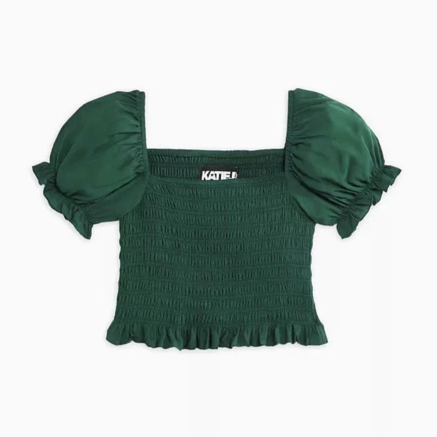 Marlee Puff Sleeve Top Tweens Pine - Katiej NYC