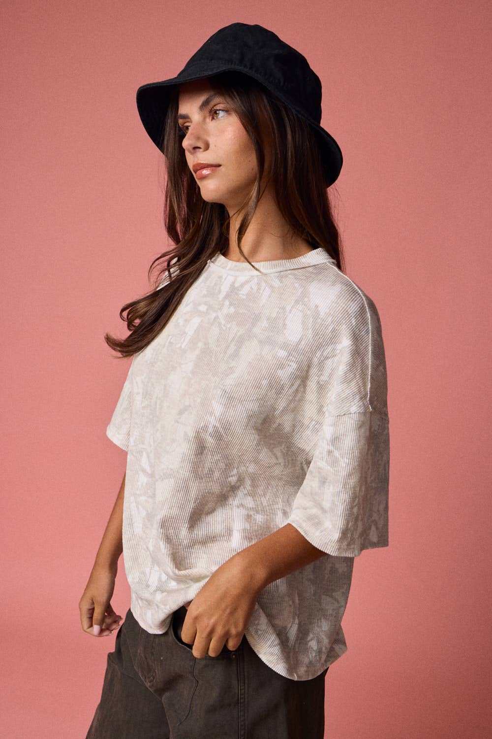 Camo Ribbed Loose Fit Tee