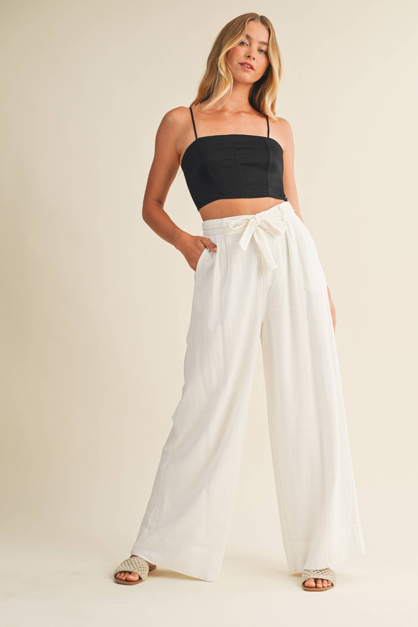 Coastal Flow Tie-Waist Palazzo Pants