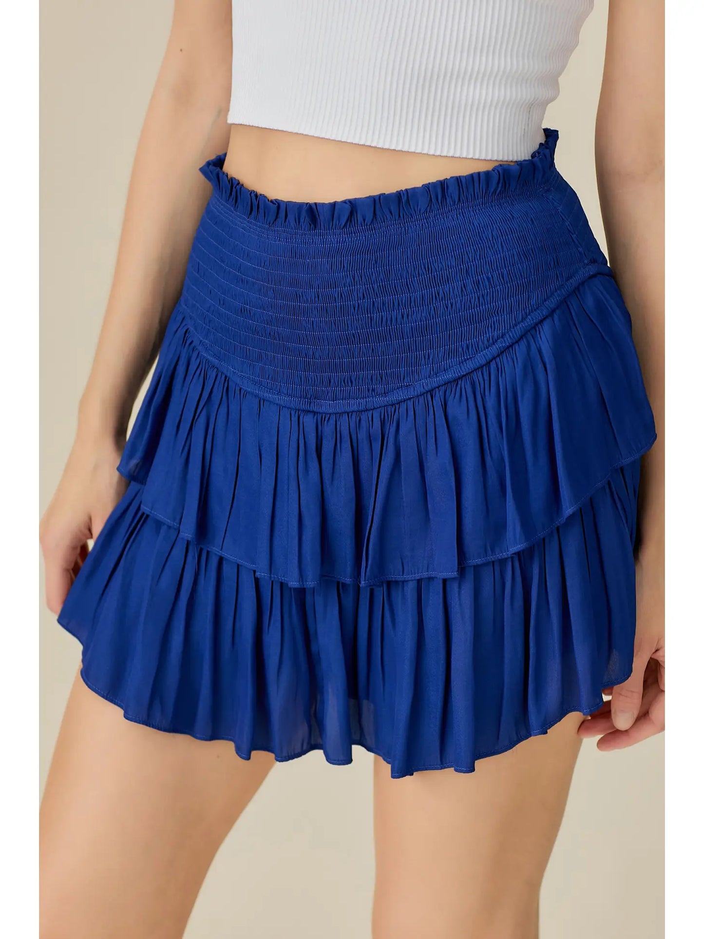 Blue Atoll Smocked Ruffle Skirt With Shorts - MS