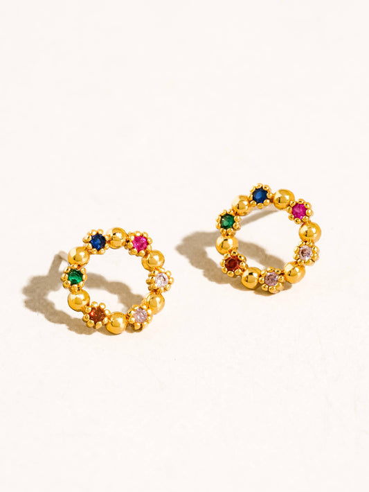 Manette 18K Gold Vintage Colorful CZ Earrings