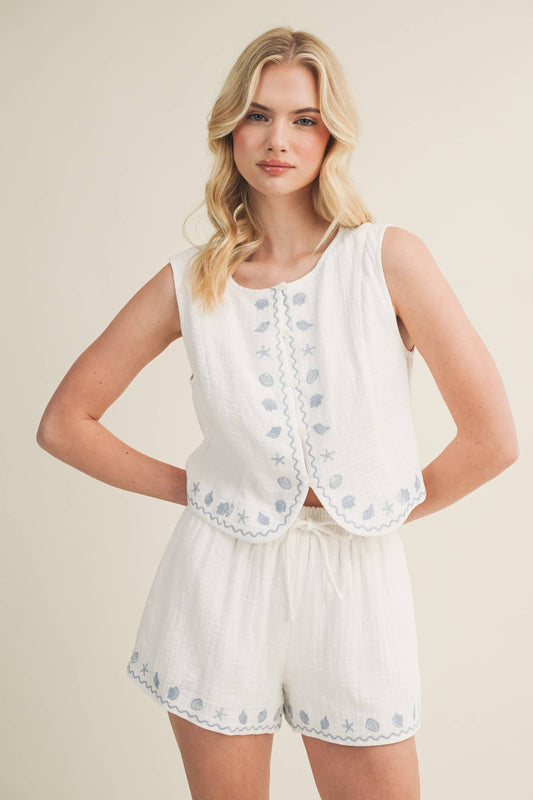 Seashell Scalloped Top