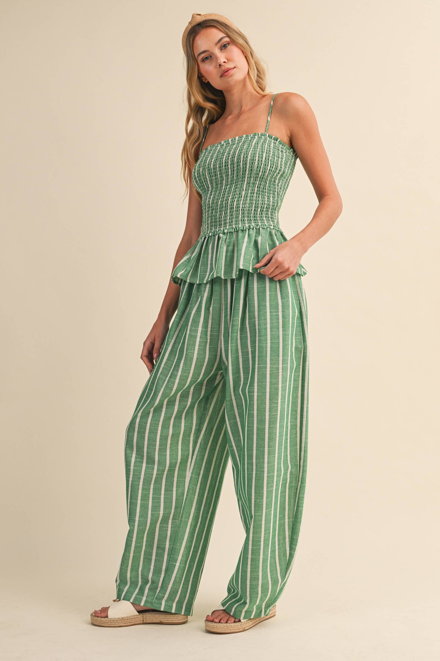 Seabreeze Stripe Linen Blend Pants Set