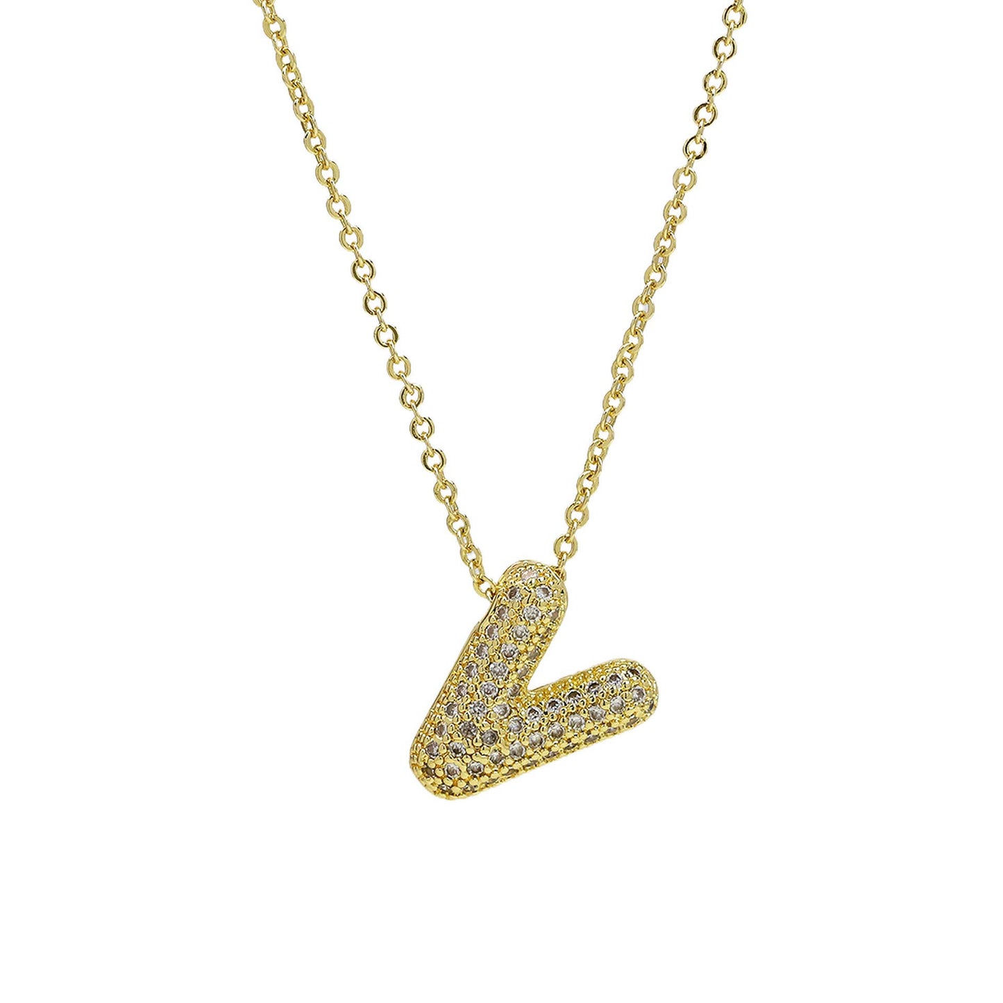 Initial CZ Balloon Bubble 18K Gold Necklace