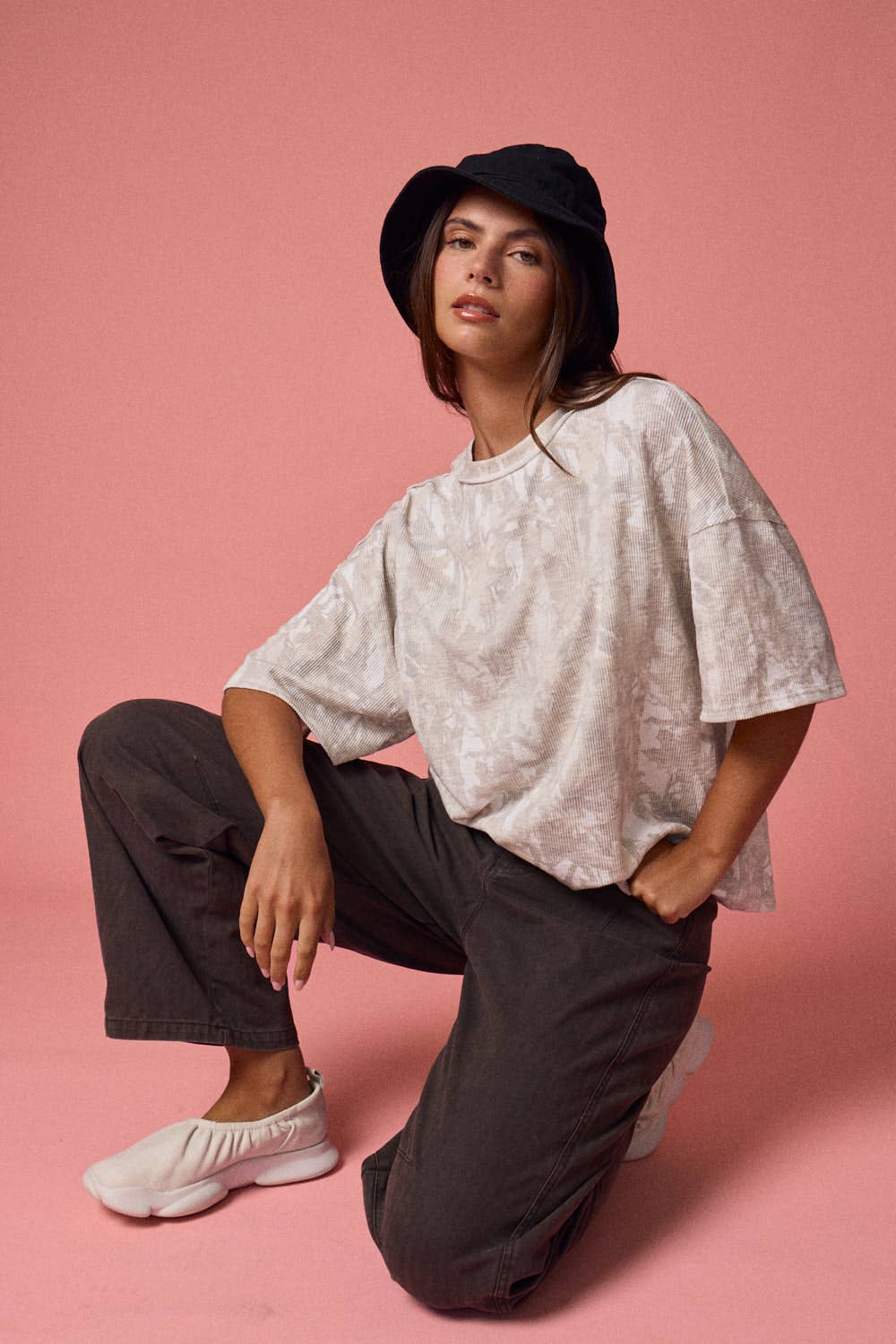 Camo Ribbed Loose Fit Tee