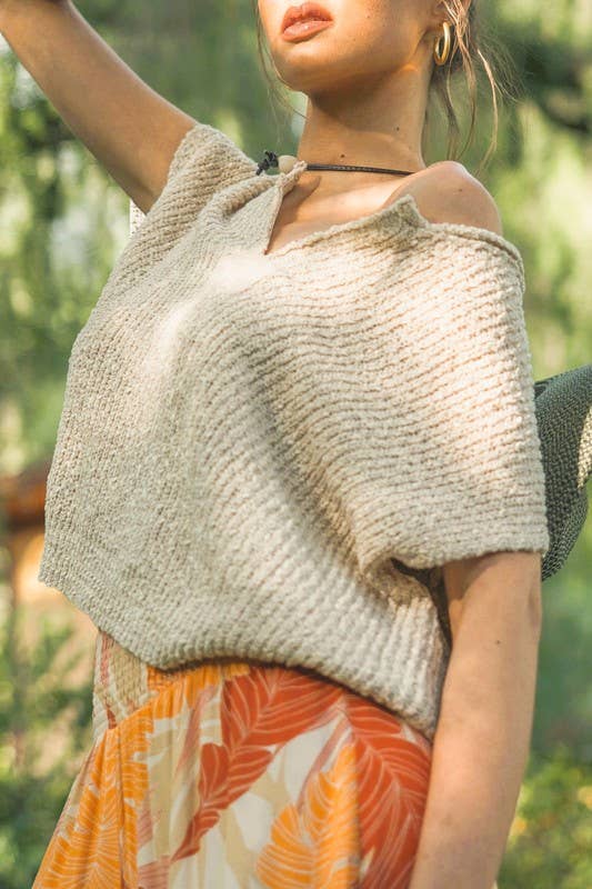 Slouchy Cropped Vneck Sweater