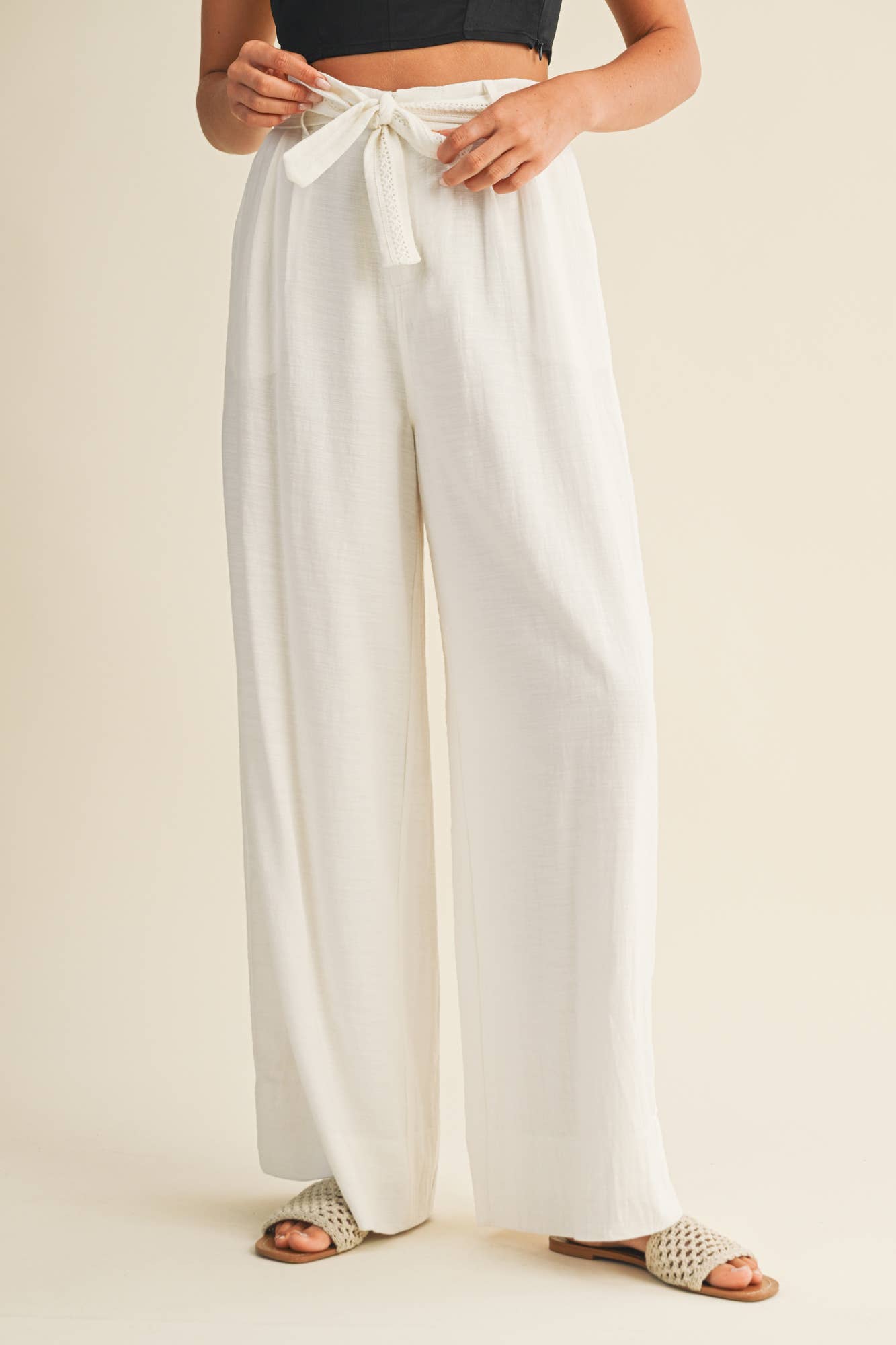 Coastal Flow Tie-Waist Palazzo Pants