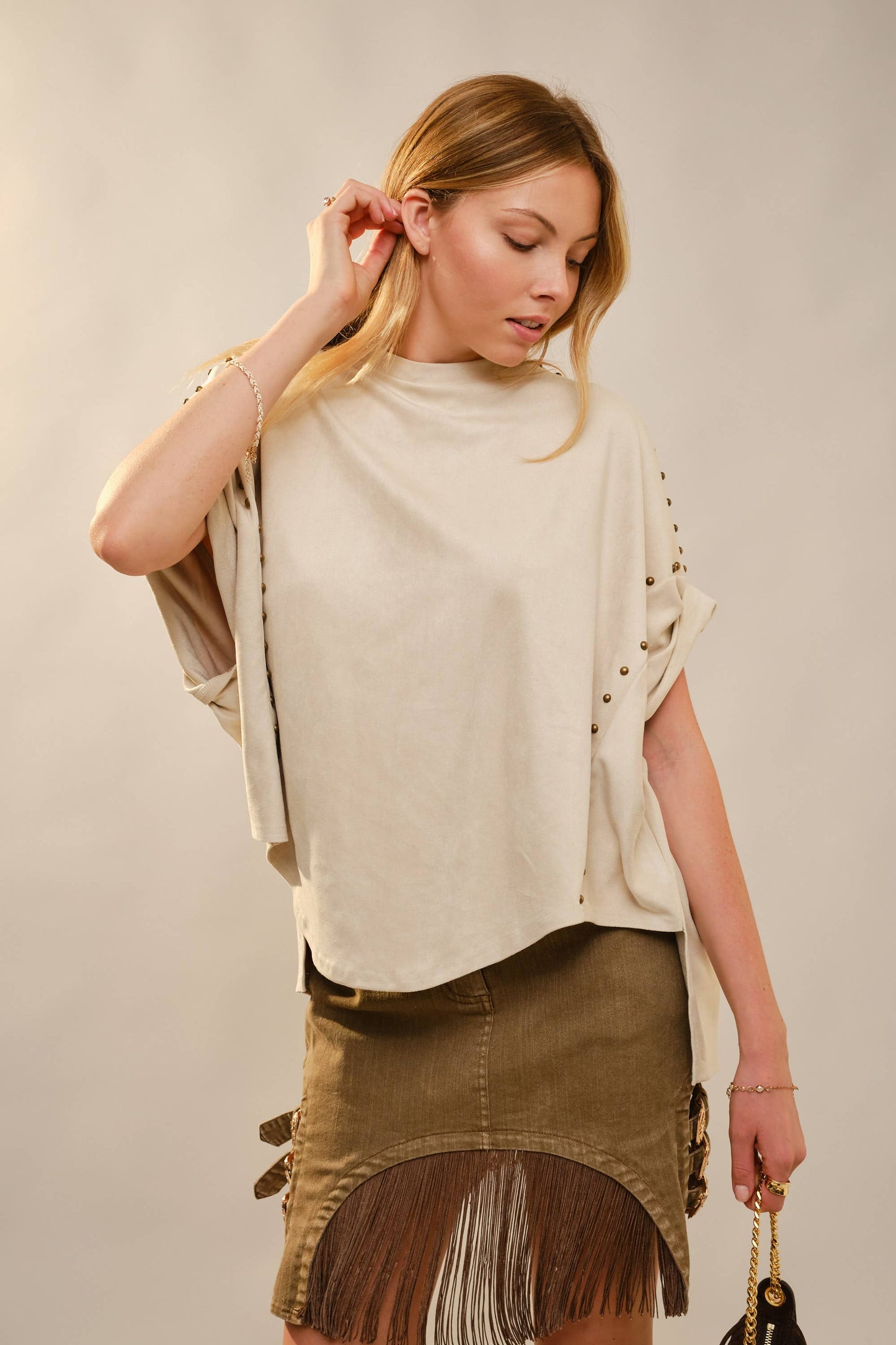 Laney Studded High Low Oversized Tee