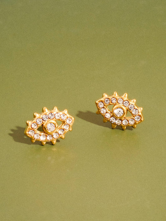 Golden Eye CZ Stud Earrings
