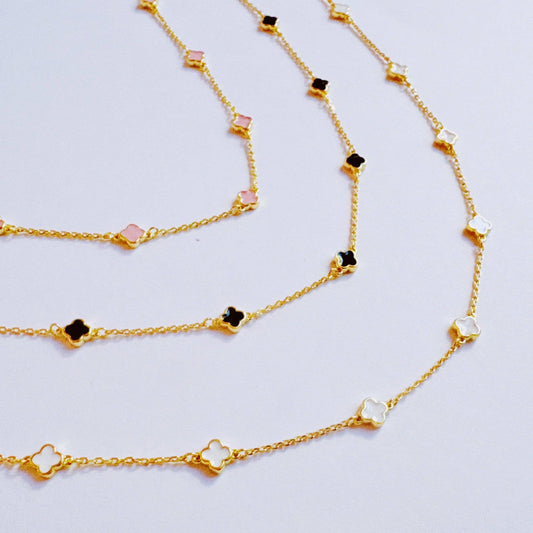 Petite Colored Clover Necklace