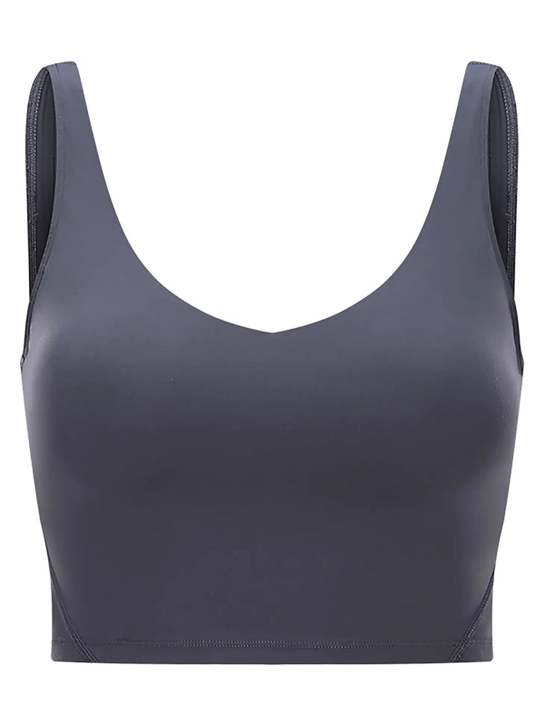 Gray Sports Bra Fitness Workout Running Yoga Tank Top