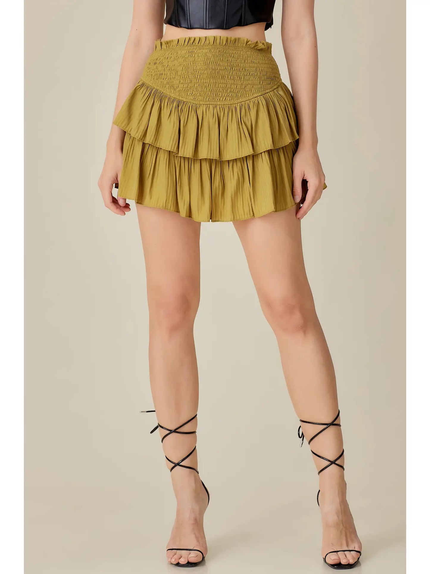 Olivey Smocked Ruffle Skirt With Shorts - MS