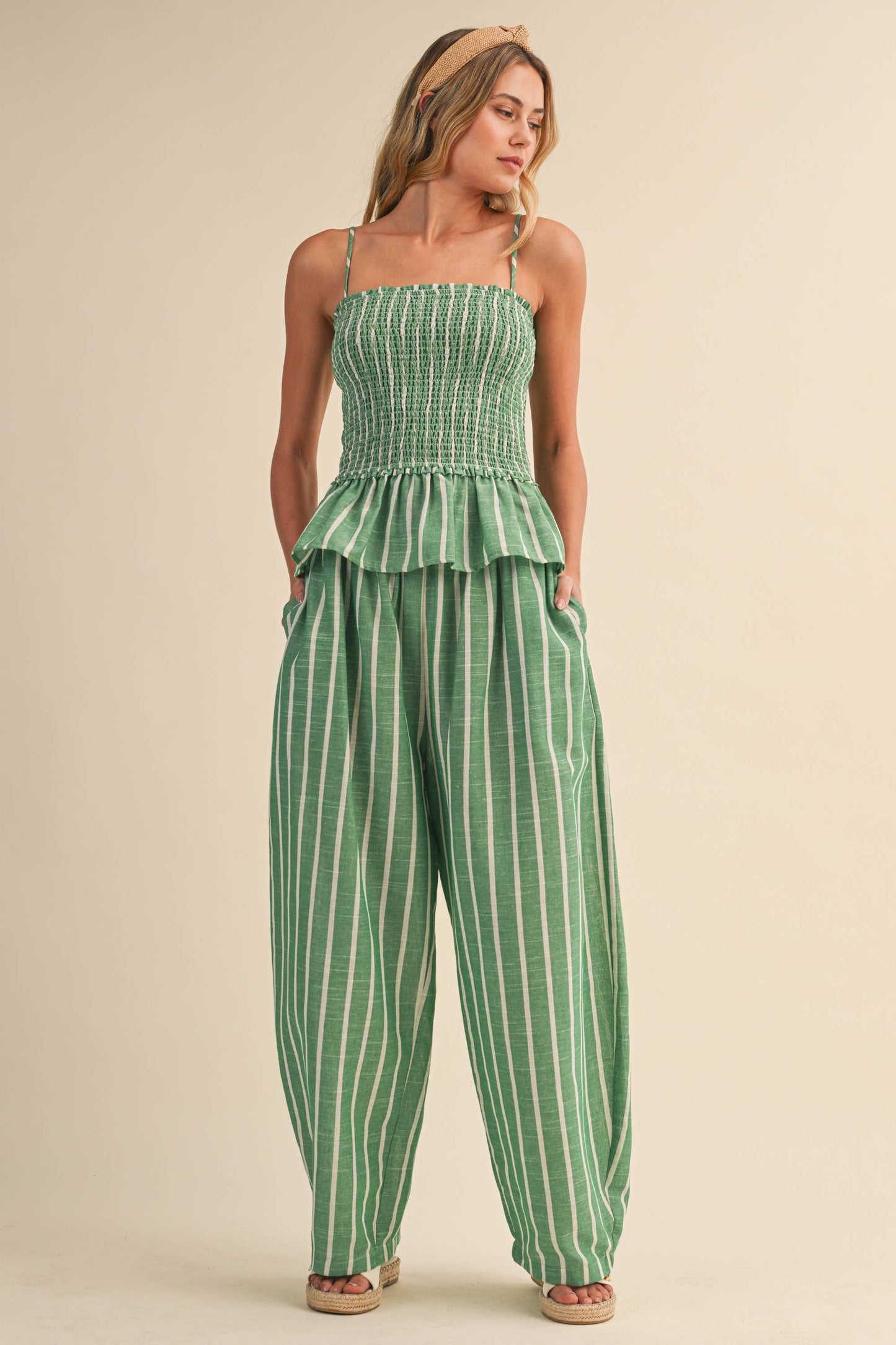 Seabreeze Stripe Linen Blend Pants Set