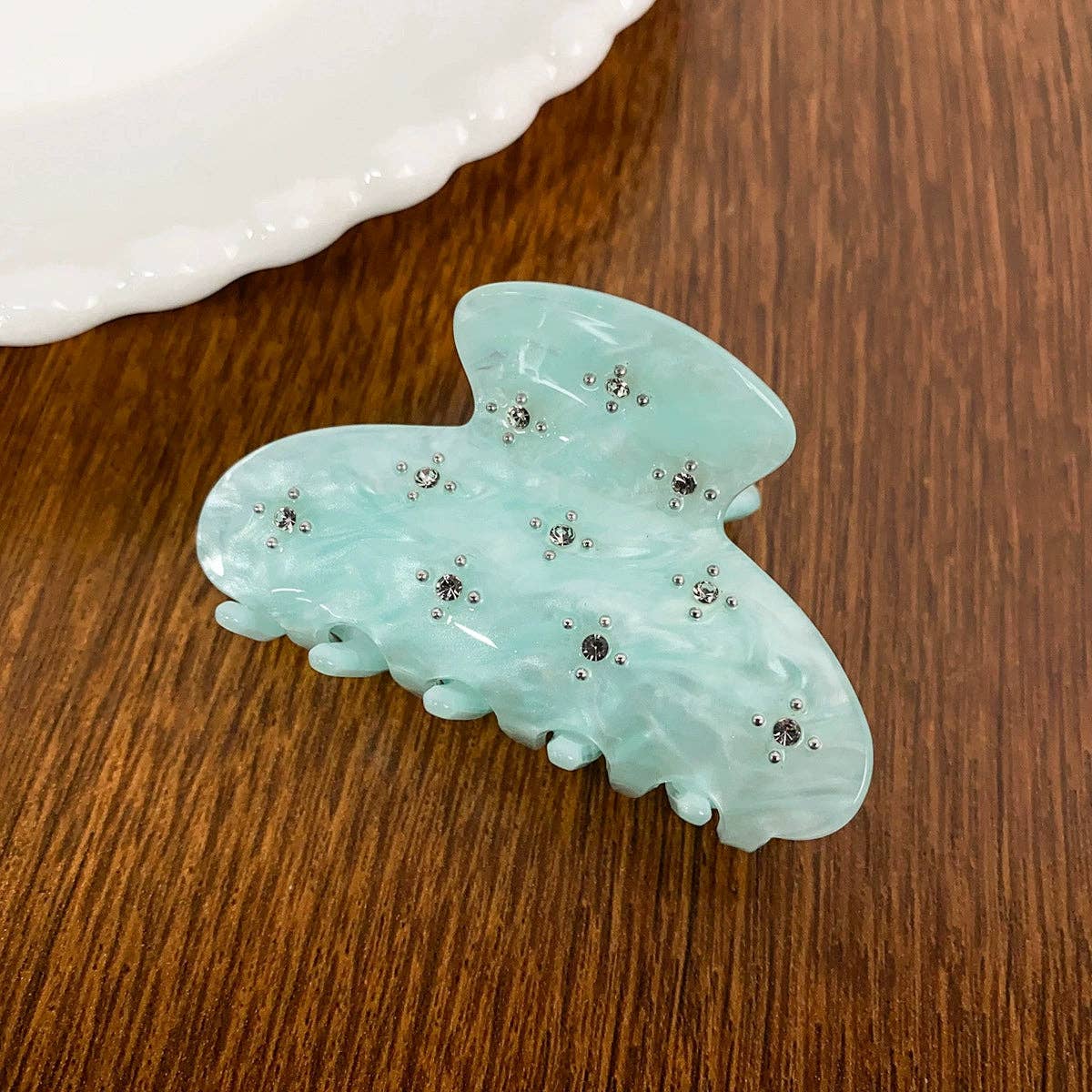 Diamond Studded Flower Claw Clip