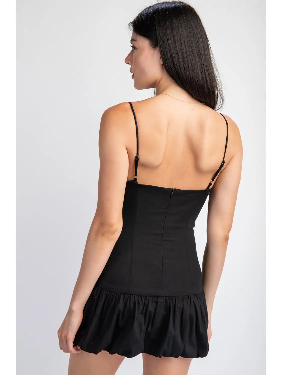 Black Cami Dress With Balloon Hem