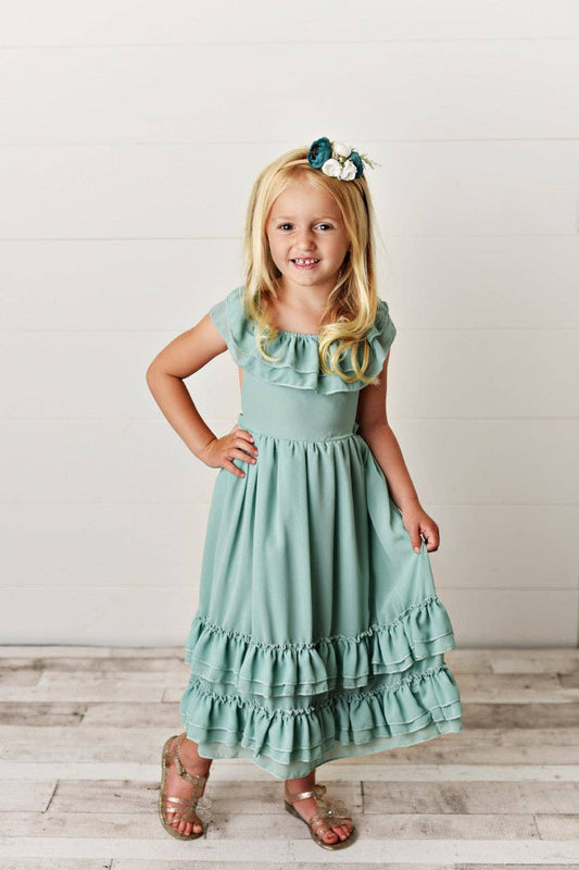 Tween Mint Ruffle Dress