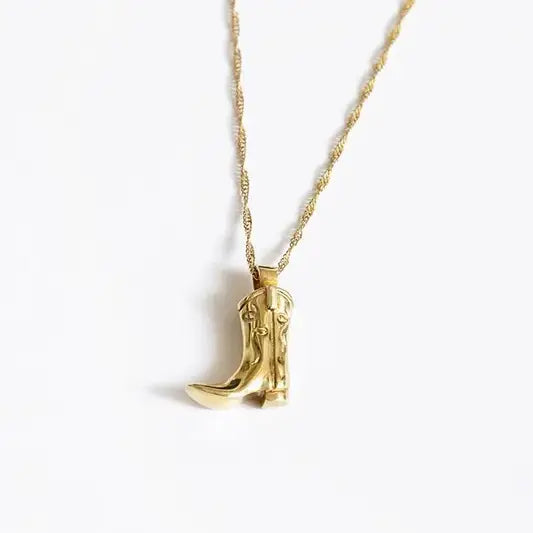 18K Gold Plated Cowboy Boot Gold Necklace Pendant