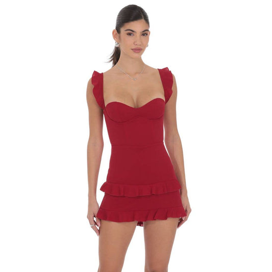 Scarlet Ruffle Mini Dress