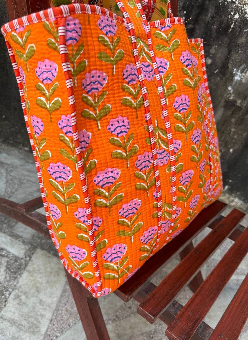 Marigold Bloom Quilted Tote