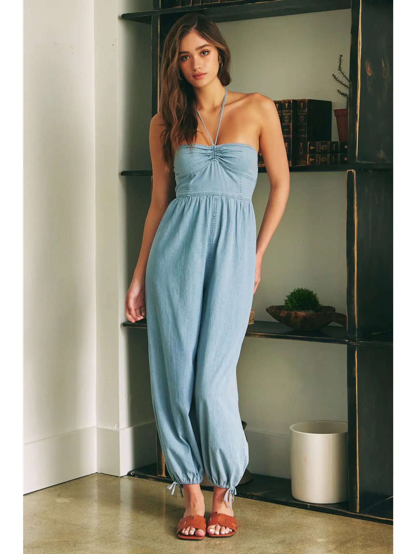 MS Denim Halter Neck Jumpsuit