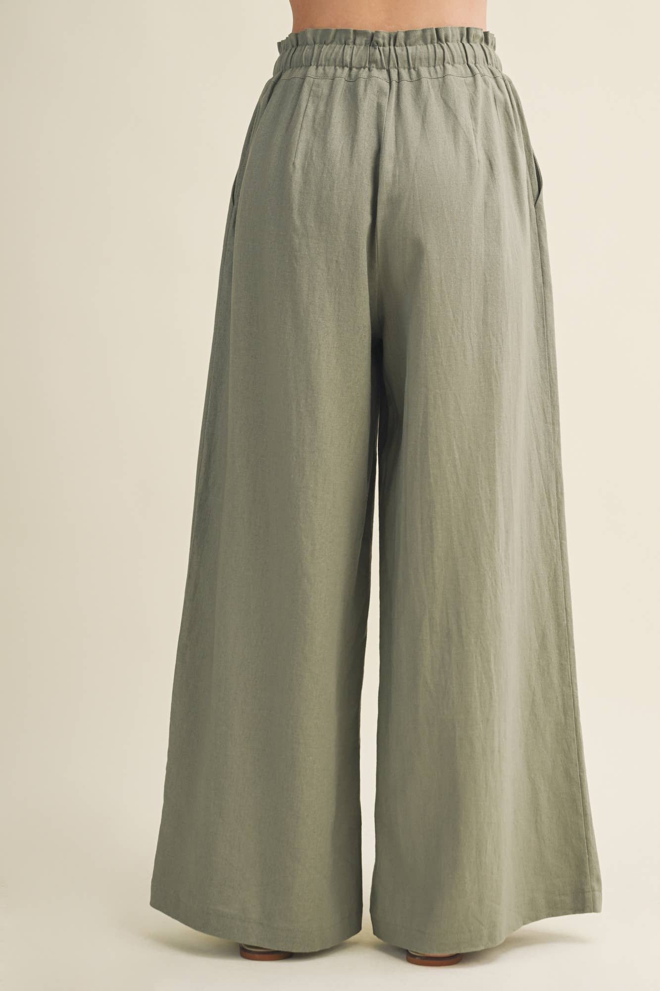 Olive Ease Paperbag Pleated Pants