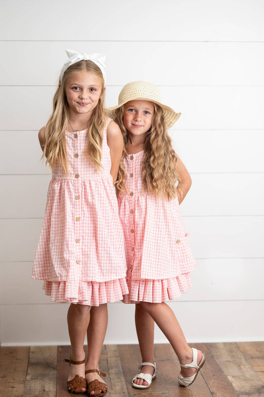 Tween Pink & White Gingham Dress