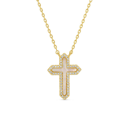 Feel The Faith, Shell Pavé Cross Necklace