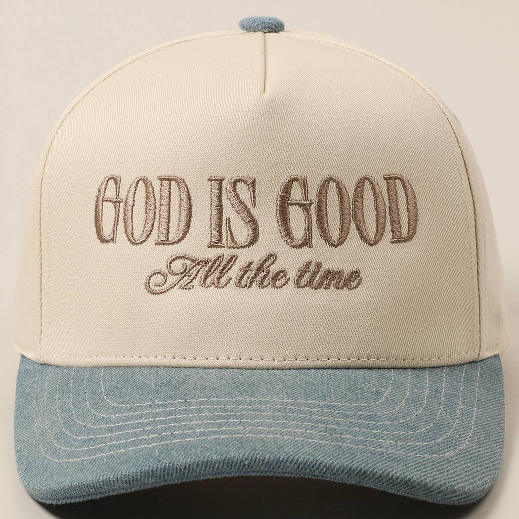 God Is Good All The Time Embroidery Trucker Hat
