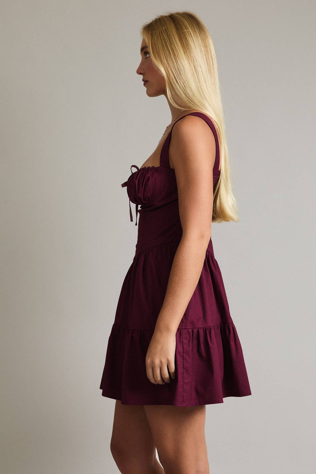 Bordeaux Ruched Corset Mini Dress