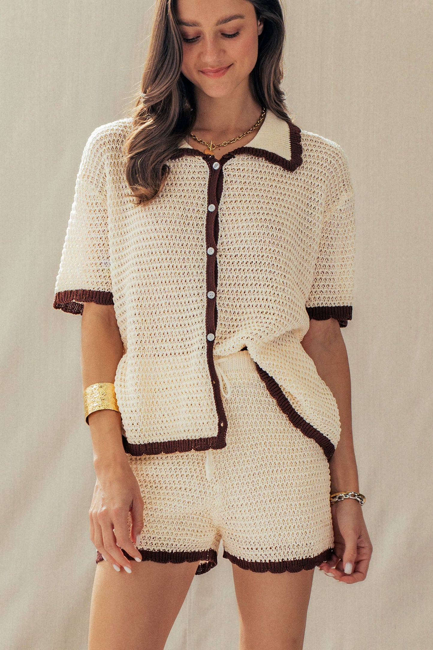 Talia Crochet Knit Two-Piece Set