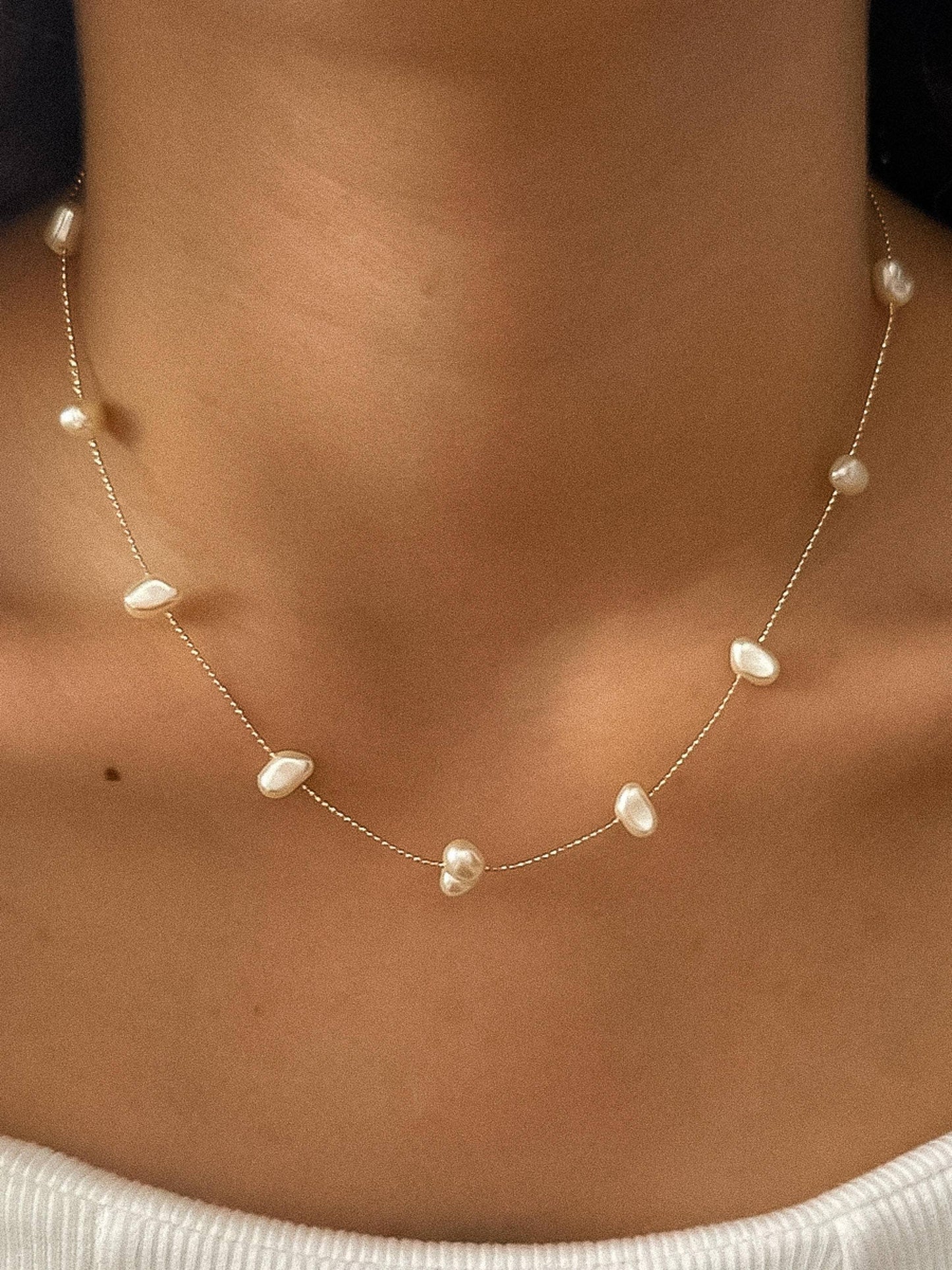 Ida 18K Non-Tarnish Petite Pearl Necklace