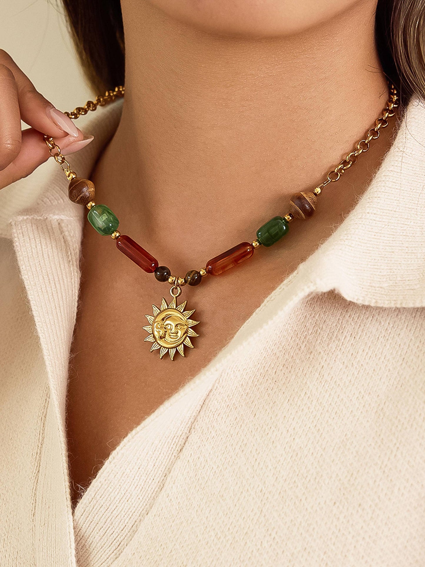 Brisa Beaded Sun Necklace