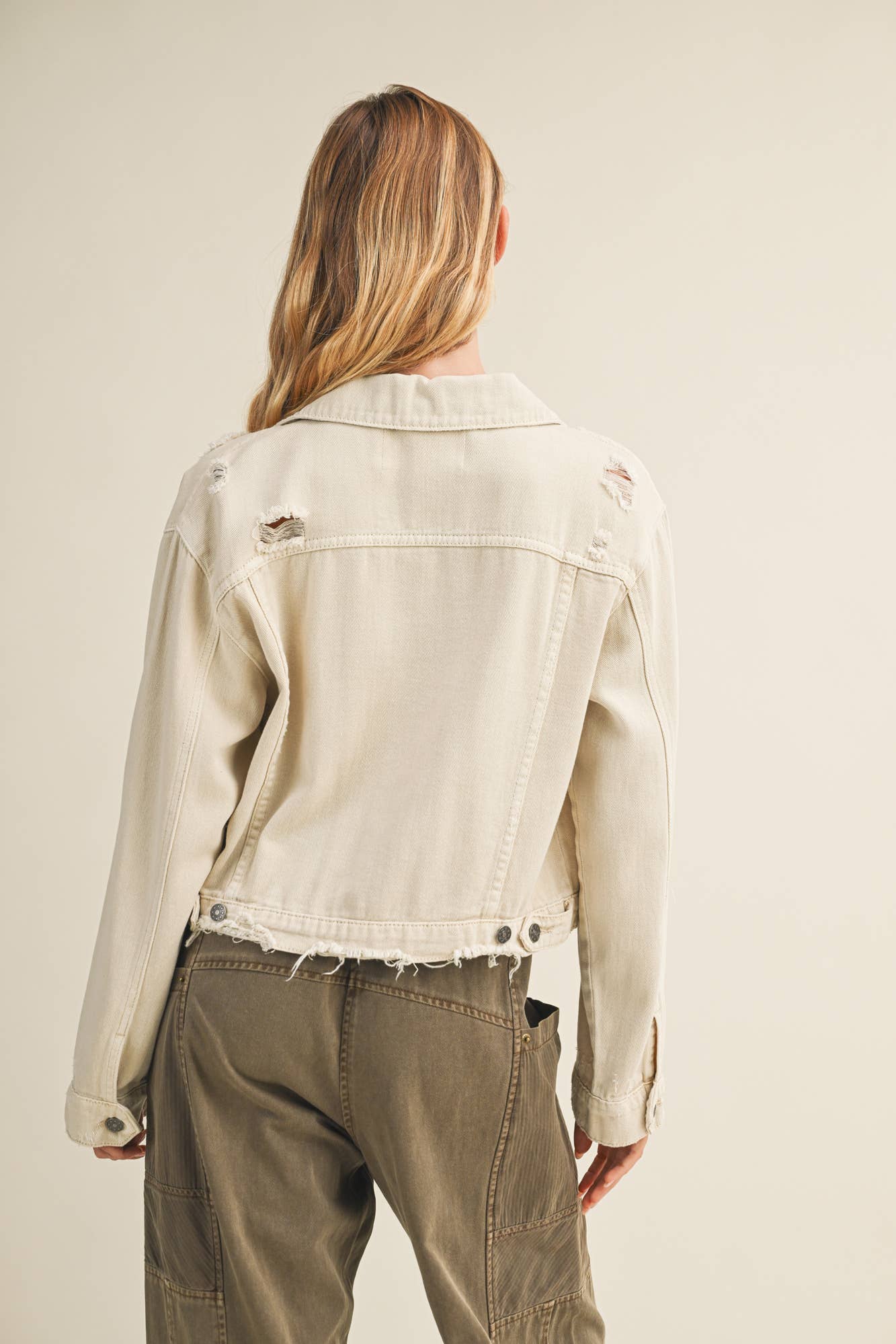 Soft Dune Cropped Denim Jacket