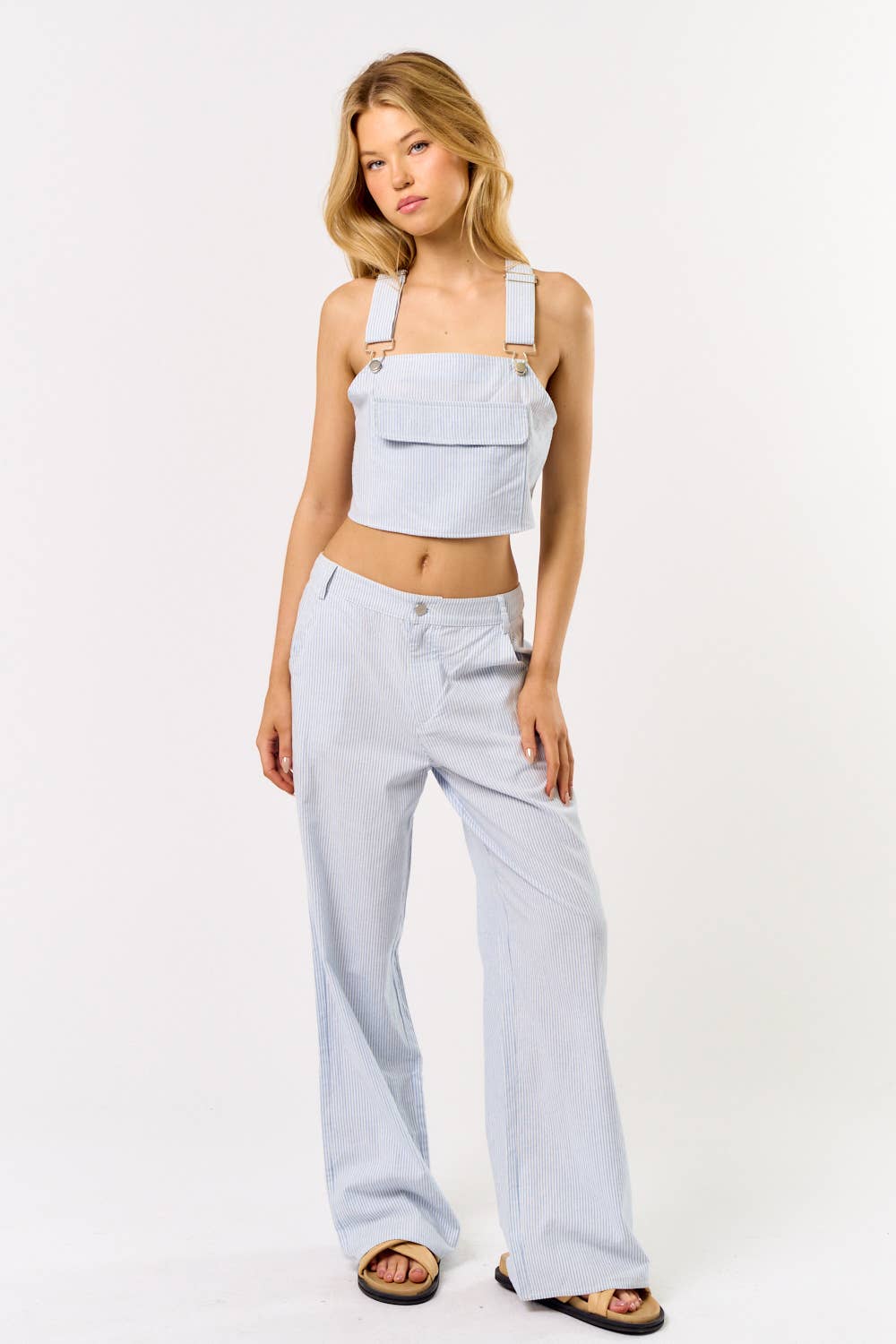 Striped Overall Set