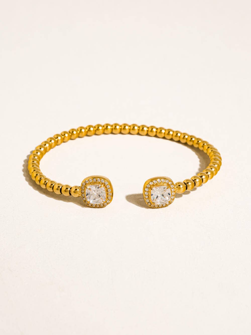 Sofus 18K Gold Non-Tarnish CZ Beaded Bangle