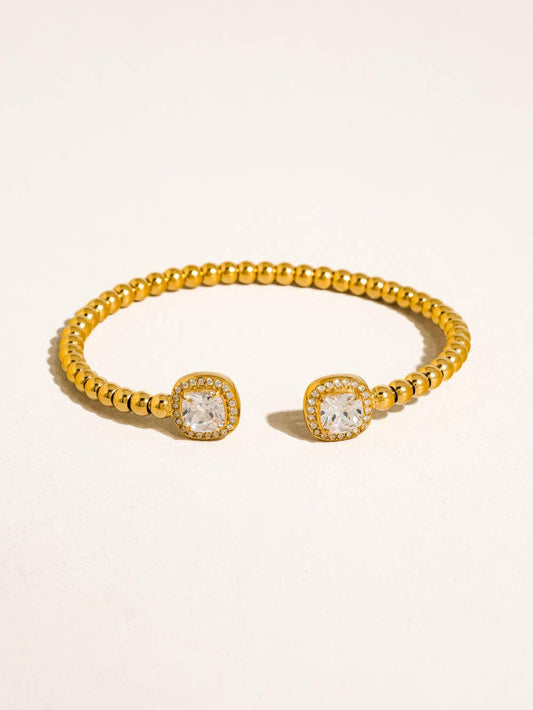 Sofus 18K Gold Non-Tarnish CZ Beaded Bangle