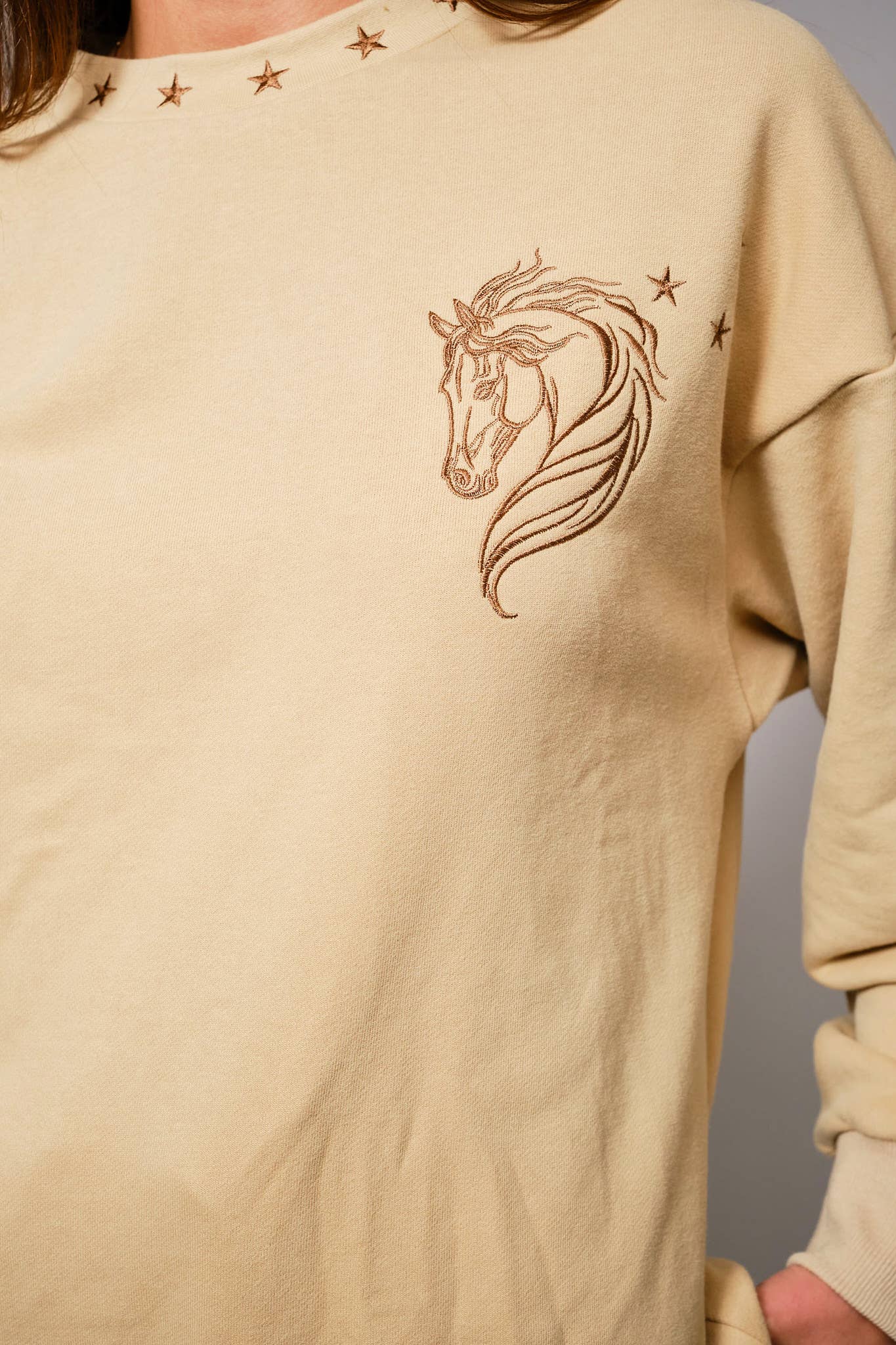 Giddy Up Horse Embroidered Sweatshirt