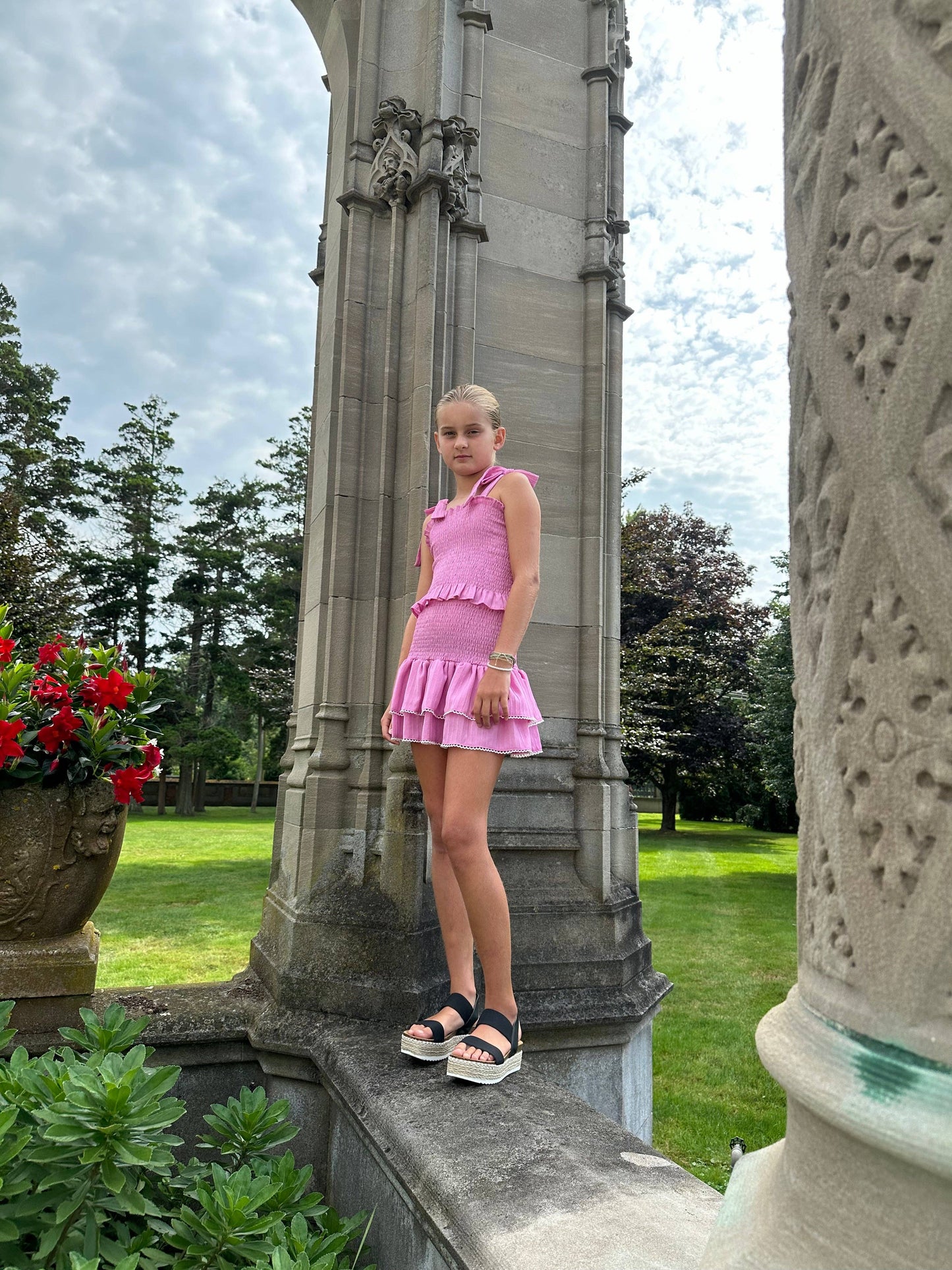 Tween Tie Green Smocked Top