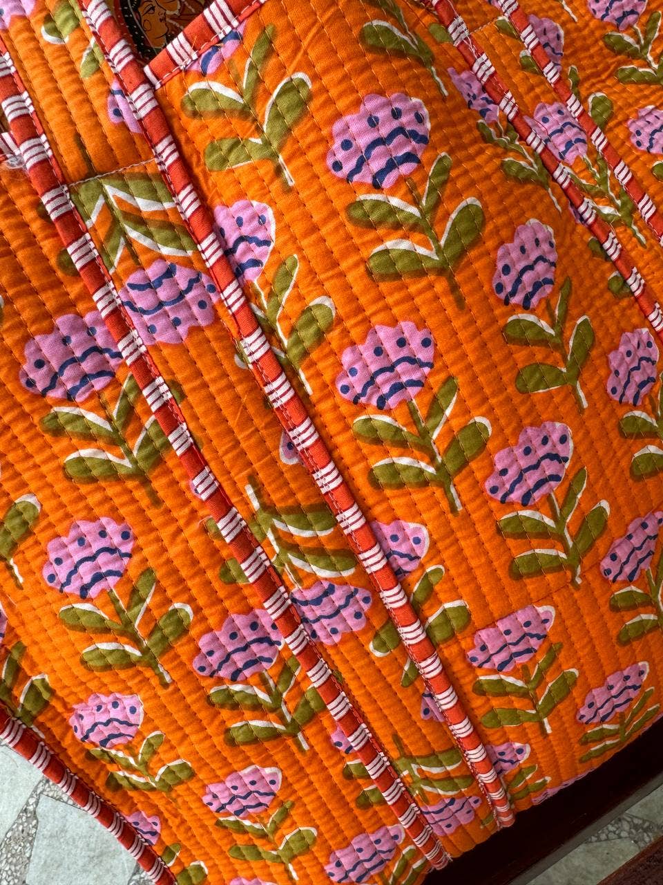 Marigold Bloom Quilted Tote
