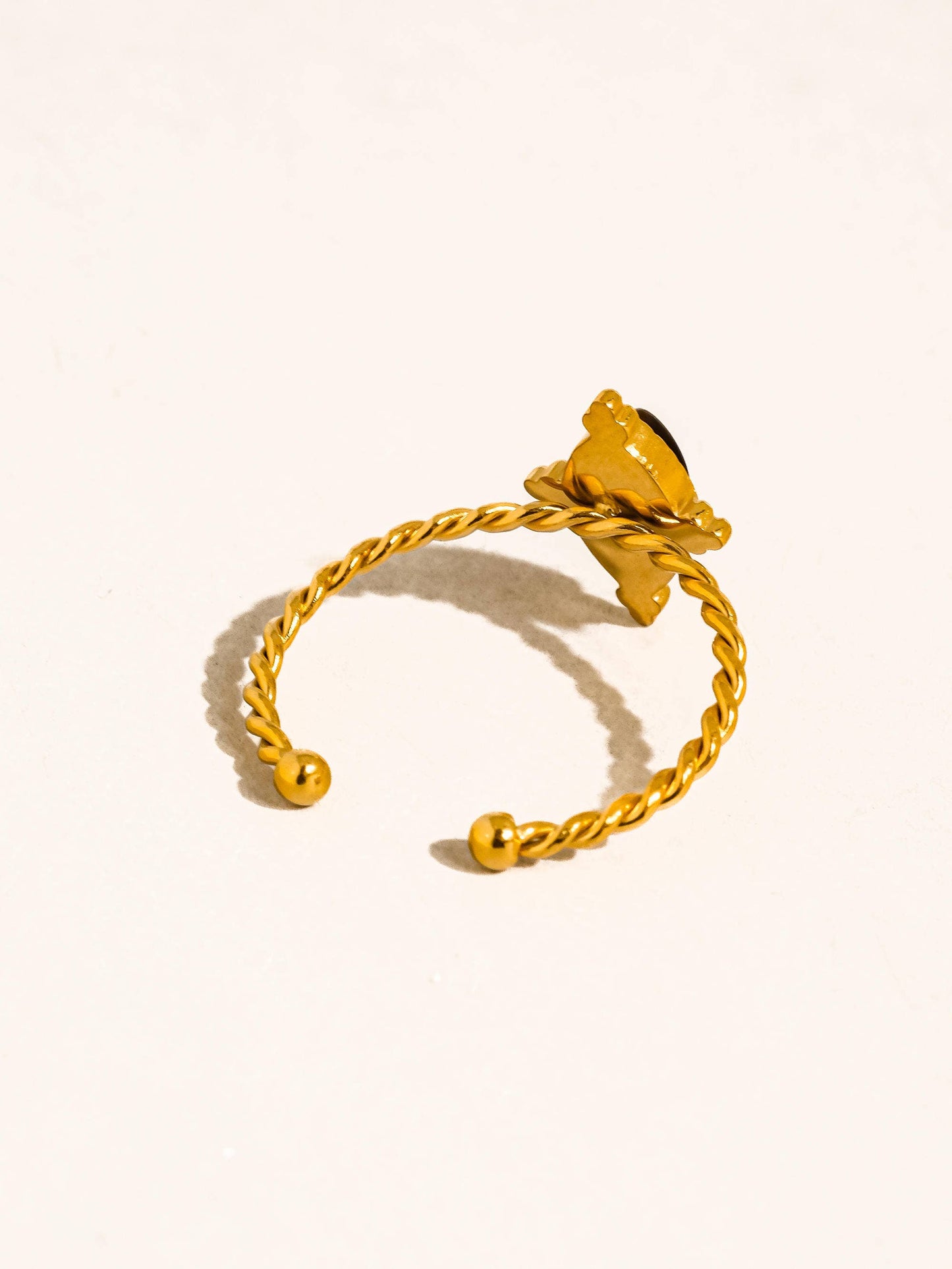 Dorisse 18K Gold Non-Tarnish Brown Gemstone Adjustable Ring