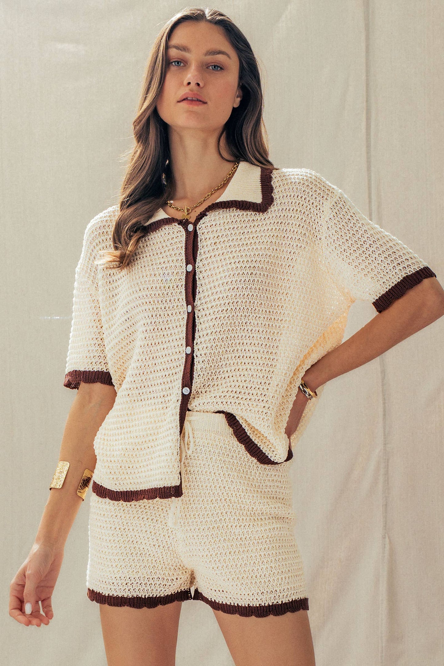 Talia Crochet Knit Two-Piece Set