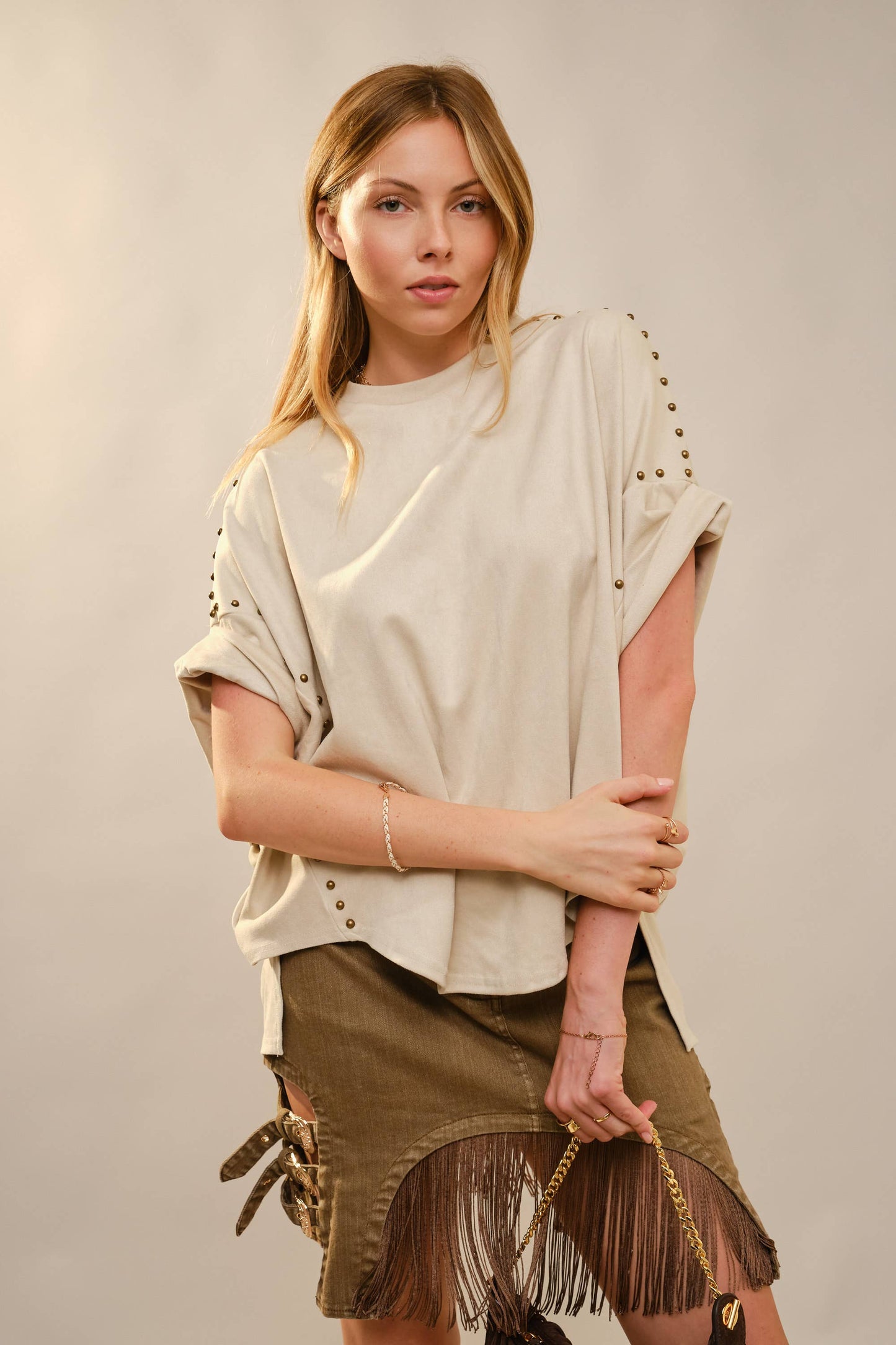 Laney Studded High Low Oversized Tee