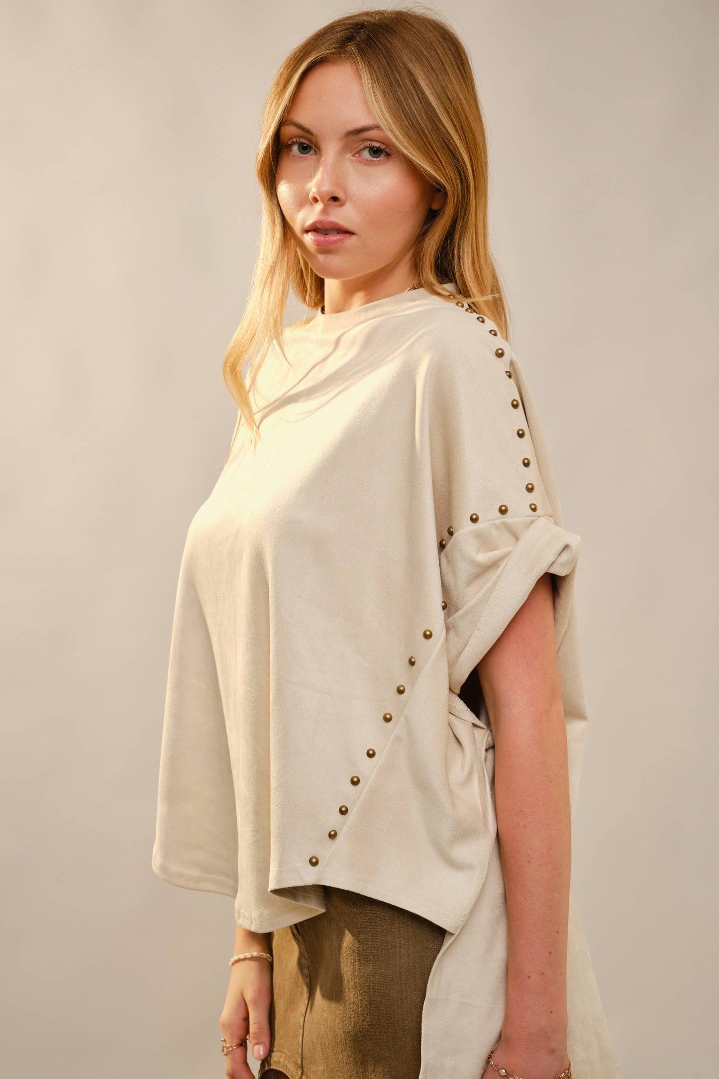 Laney Studded High Low Oversized Tee