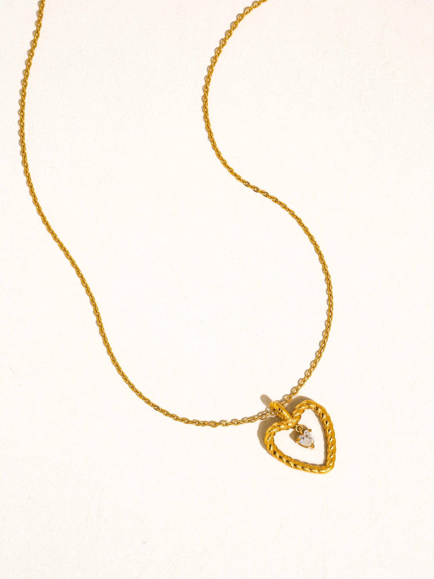 Freya 18K Gold Non-Tarnish CZ Heart Drop Necklace
