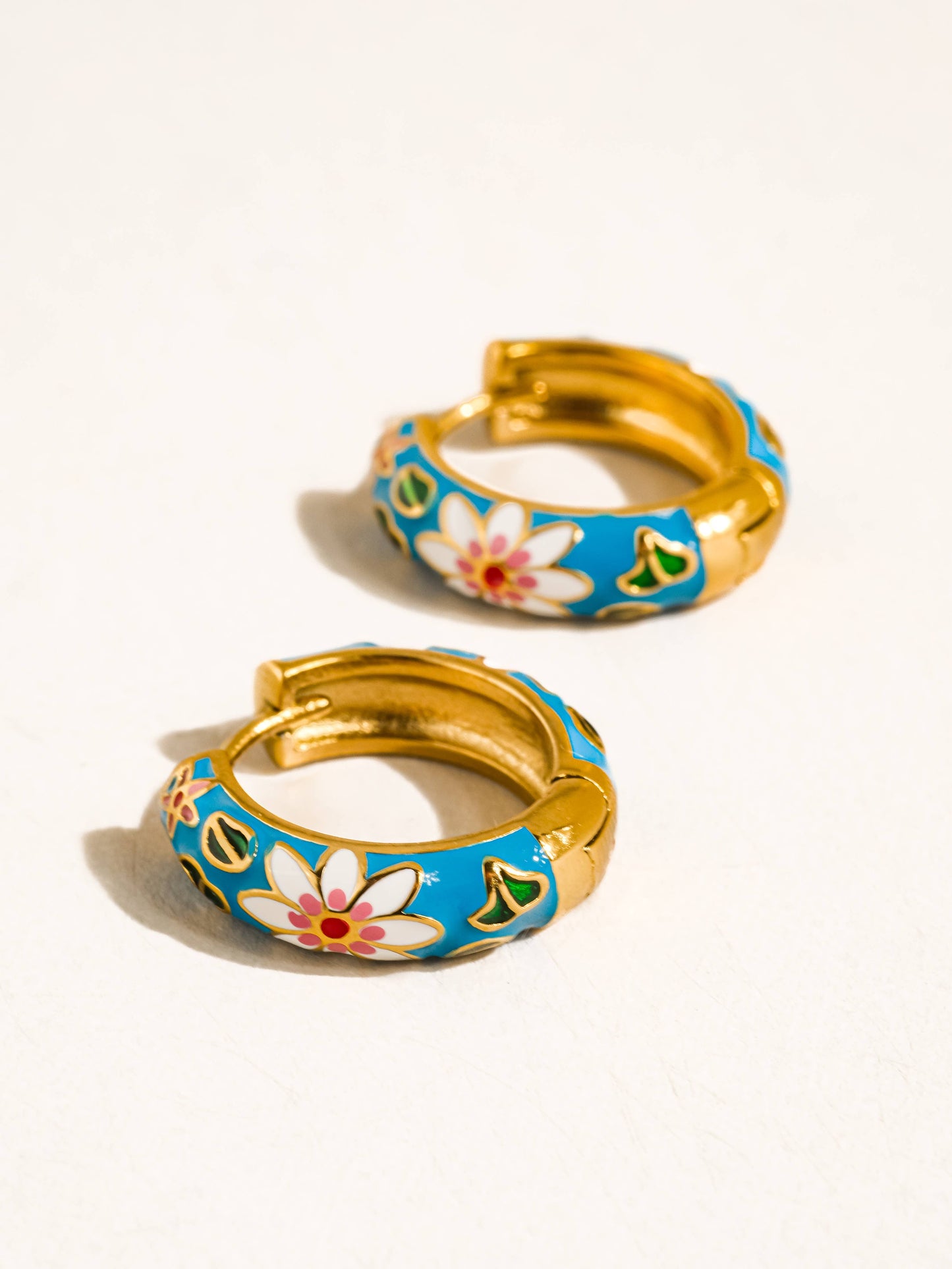Isabeau 18K Gold Non-Tarnish Vintage Floral Hoop Earrings