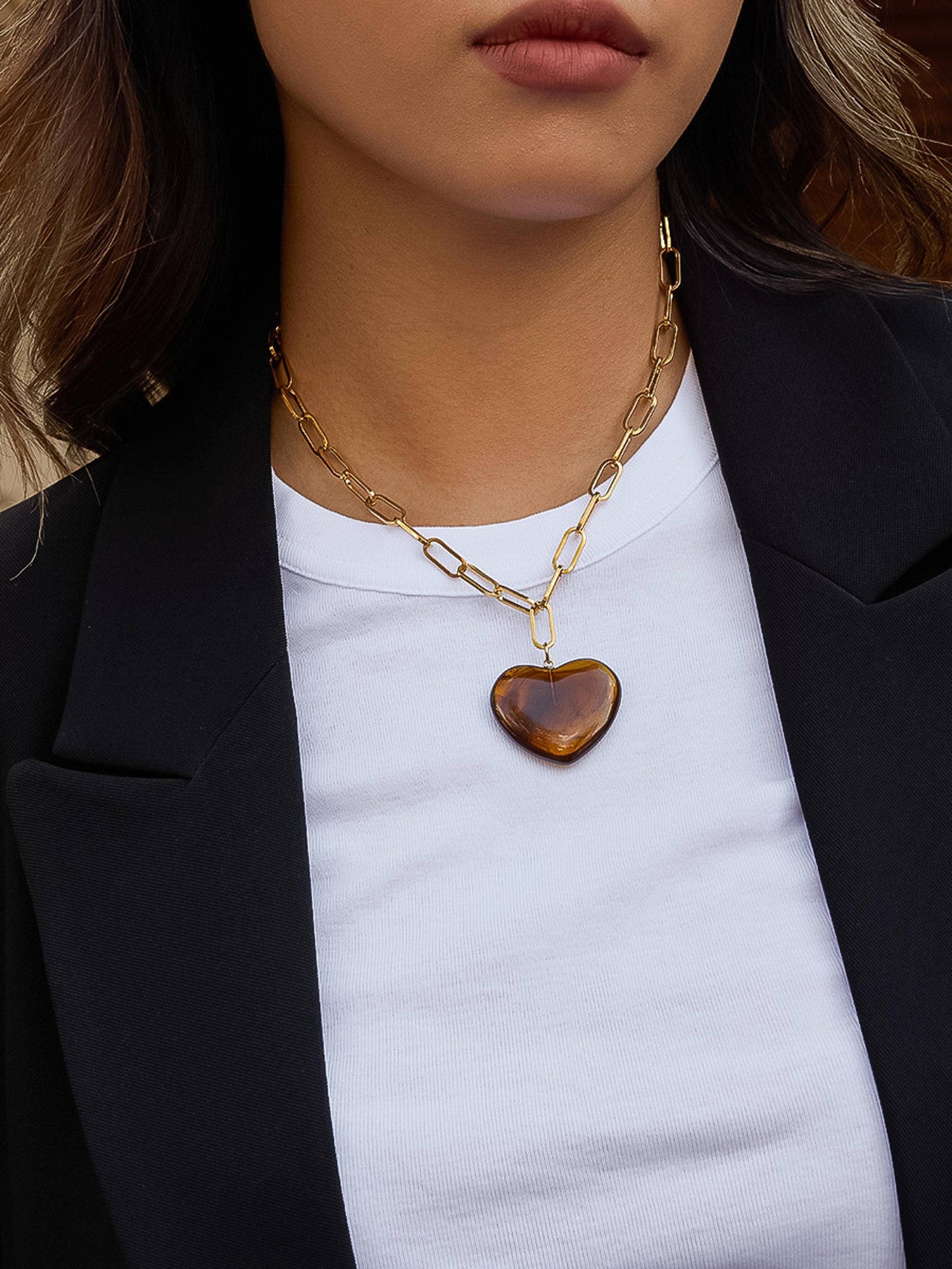 Rouelle 18K Gold Non-Tarnish Heart Chain Necklace