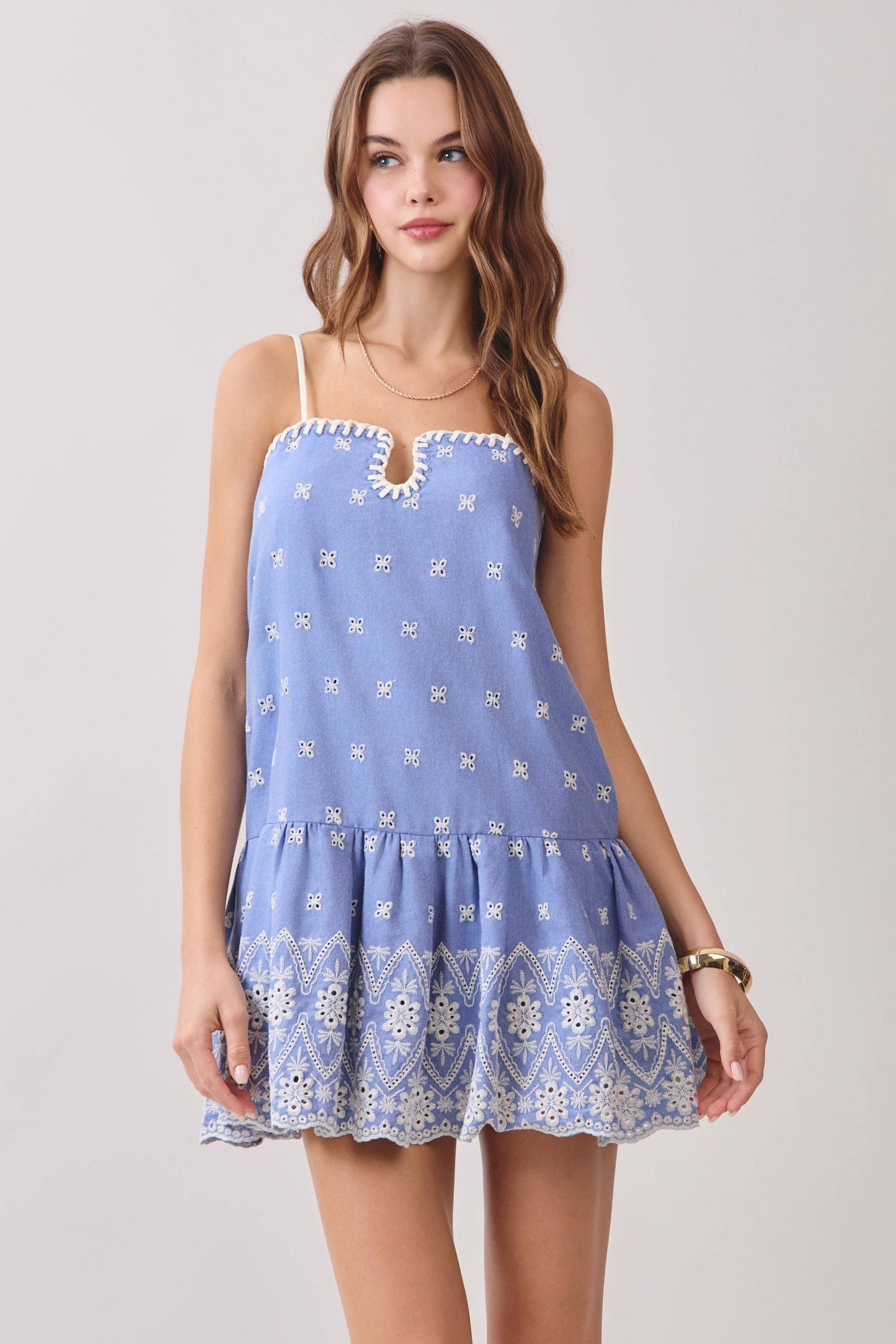 Arianna Embroidered Mini Dress