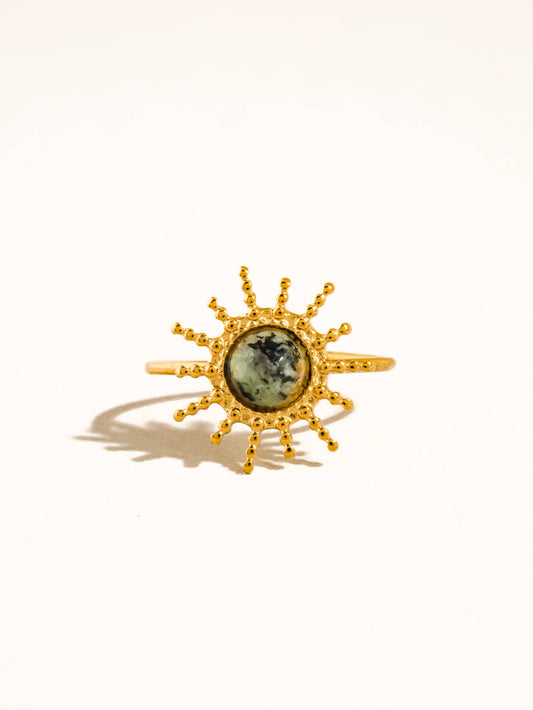 Ainsley 18K Gold Non-Tarnish Sunburst Adjustable Ring