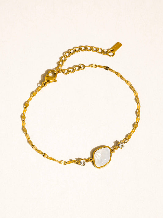 18K Gold Non-Tarnish Pearl Chain Bracelet